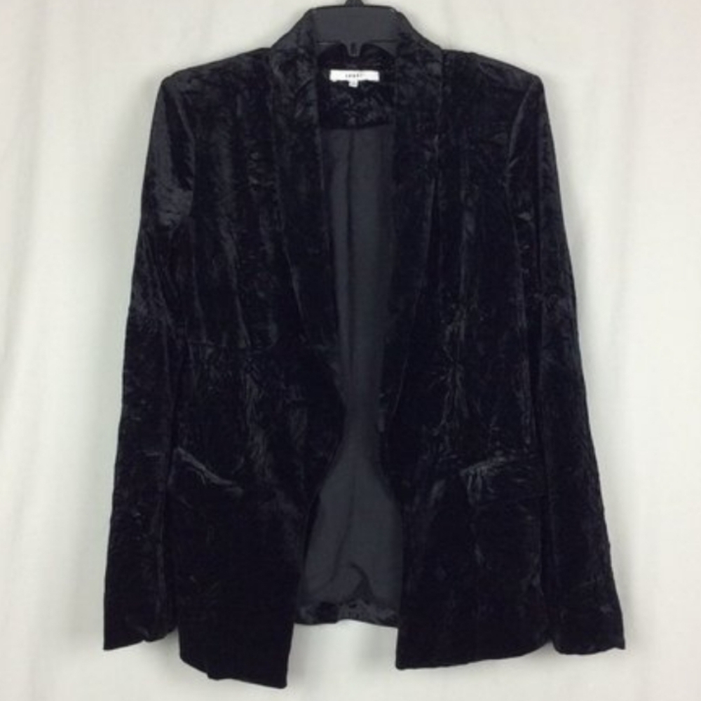 Ro & De Crushed Velvet Blazer Black Small Evening Dark Academia Party Neutral